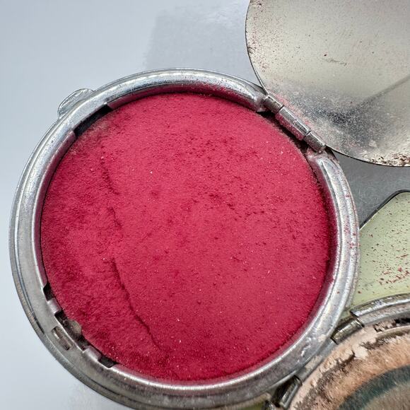 Evans antique Art Deco 1930s mint green black enamel rouge powder makeup compact - Picture 6 of 10